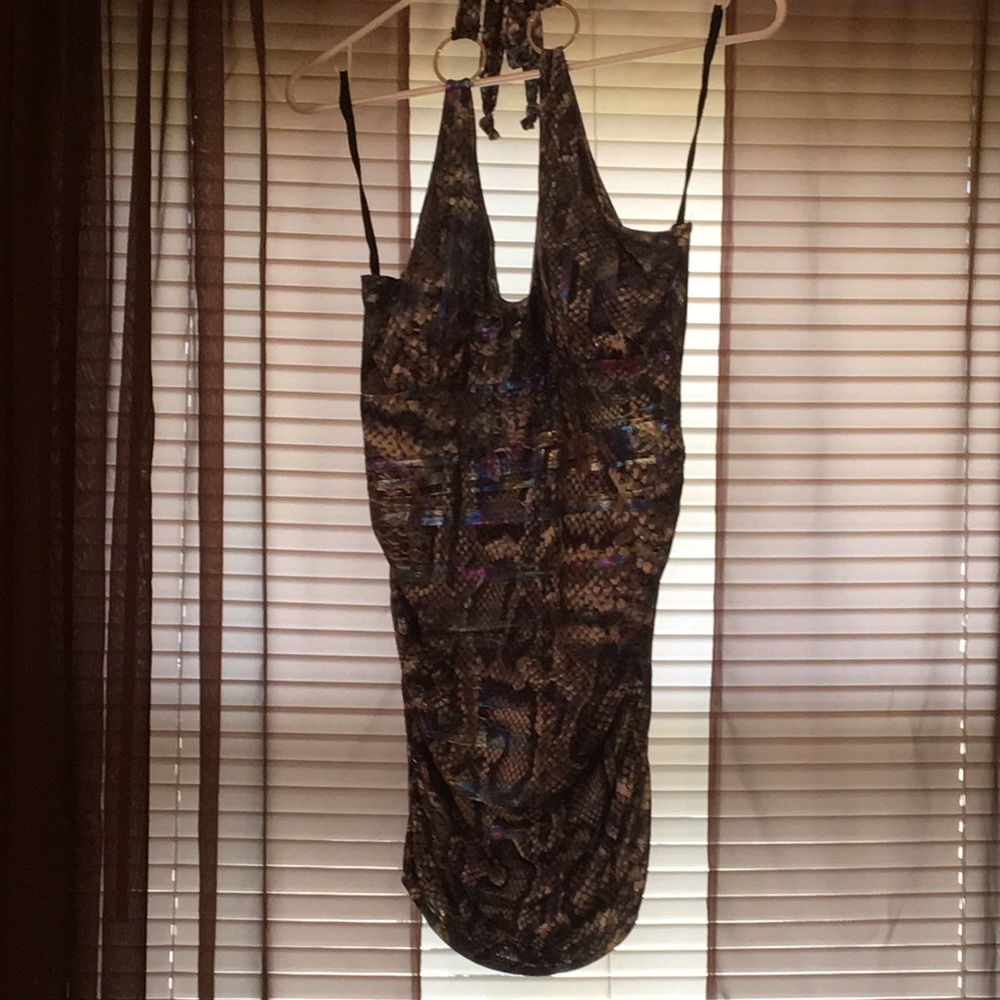 Snake pattern halter dress